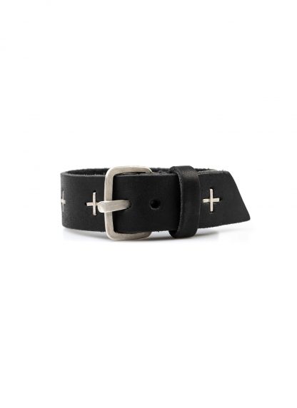 M.A macross Maurizio Amadei A F3E1 small silver cross wristband bracelet cow leather black hide m 2