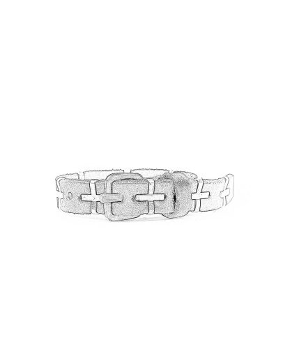 M.A macross Maurizio Amadei A F4B1 big silver cross skinny Wristband bracelet cow leather black hide m 1