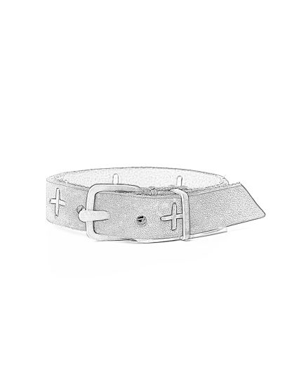 MA Macross Maurizio Amadei A F2B1 GR3.0 Small Silver Cross Skinny Wristband Bracelet Armband cow leather black hide m 1