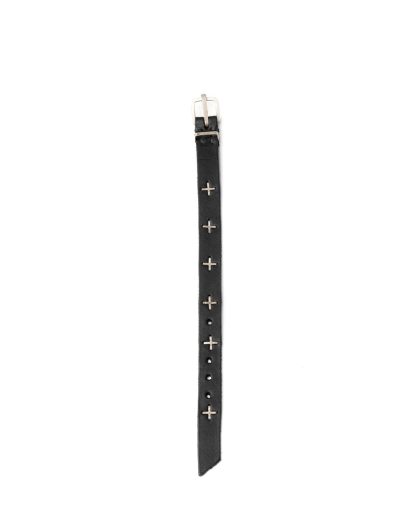 MA Macross Maurizio Amadei A F2B1 GR3.0 Small Silver Cross Skinny Wristband Bracelet Armband cow leather black hide m 3