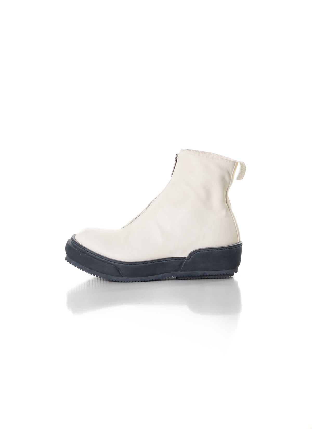 hide-m | GUIDI PLS Front Zip Sneaker rubber sole, white horse leather