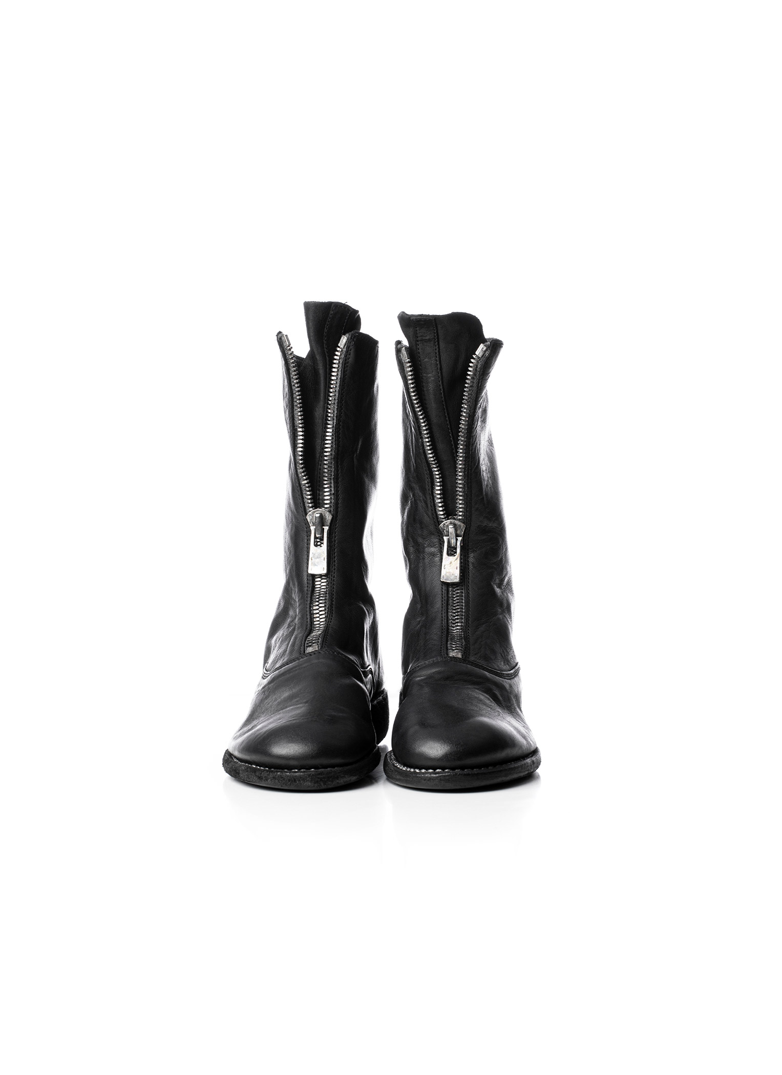hide-m | GUIDI 310 Army Front Zip Boot Women, black horse leather