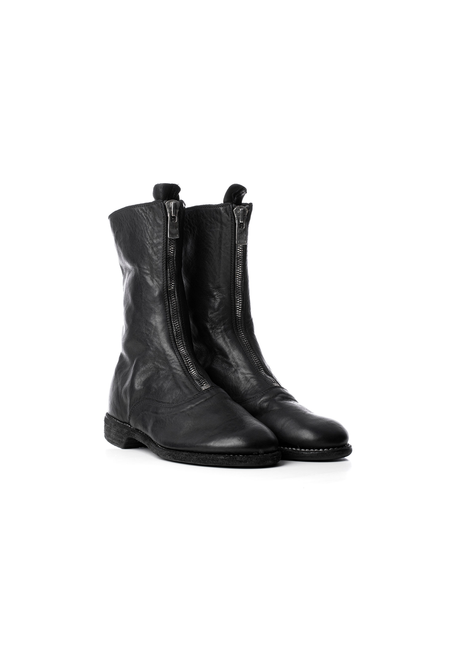 hide-m | GUIDI 310 Army Front Zip Boot Women, black horse leather