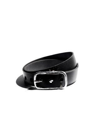 werkstatt munchen m6151 belt guertel classic hammered cow leather sterling silver black hide m 1