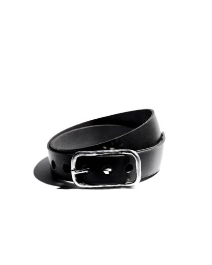 werkstatt munchen m6151 belt guertel classic hammered cow leather sterling silver black hide m 1