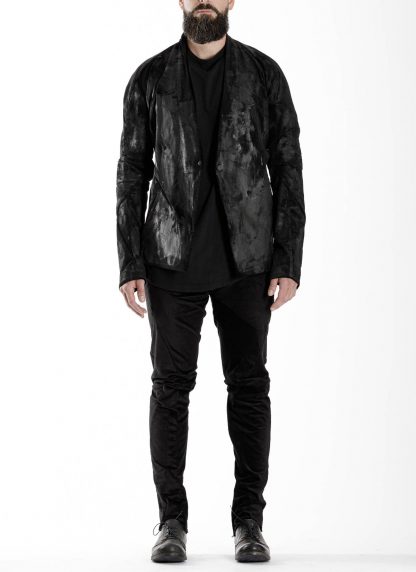 LEON EMANUEL BLANCK men distortion short blazer jacket latex coated DIS M SB 01 herren jacke baby cord black hide m 3