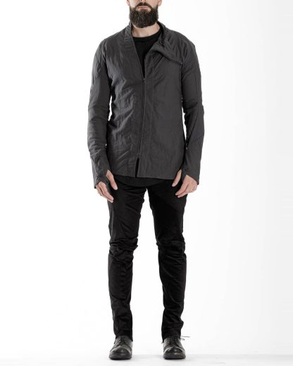 LEON EMANUEL BLANCK men distortion zipped dress shirt DIS M DS 01 herren hemd stretch cotton black hide m 4