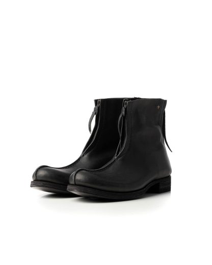 M.A Macross Maurizio Amadei S1D2ZZ VA1.5 Men Front Back Zip Short Boot Shoe Herren Schuh Stiefel vachetta cow leather black hide m 4