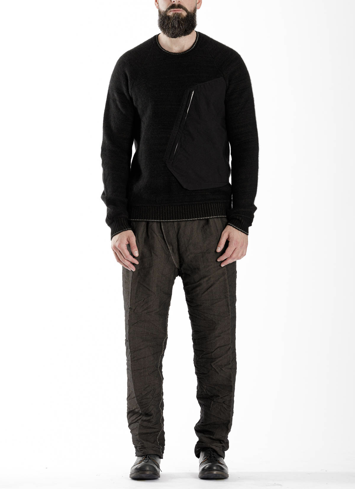 hide-m | TAICHI MURAKAMI Pocket Sweater, black cashmere