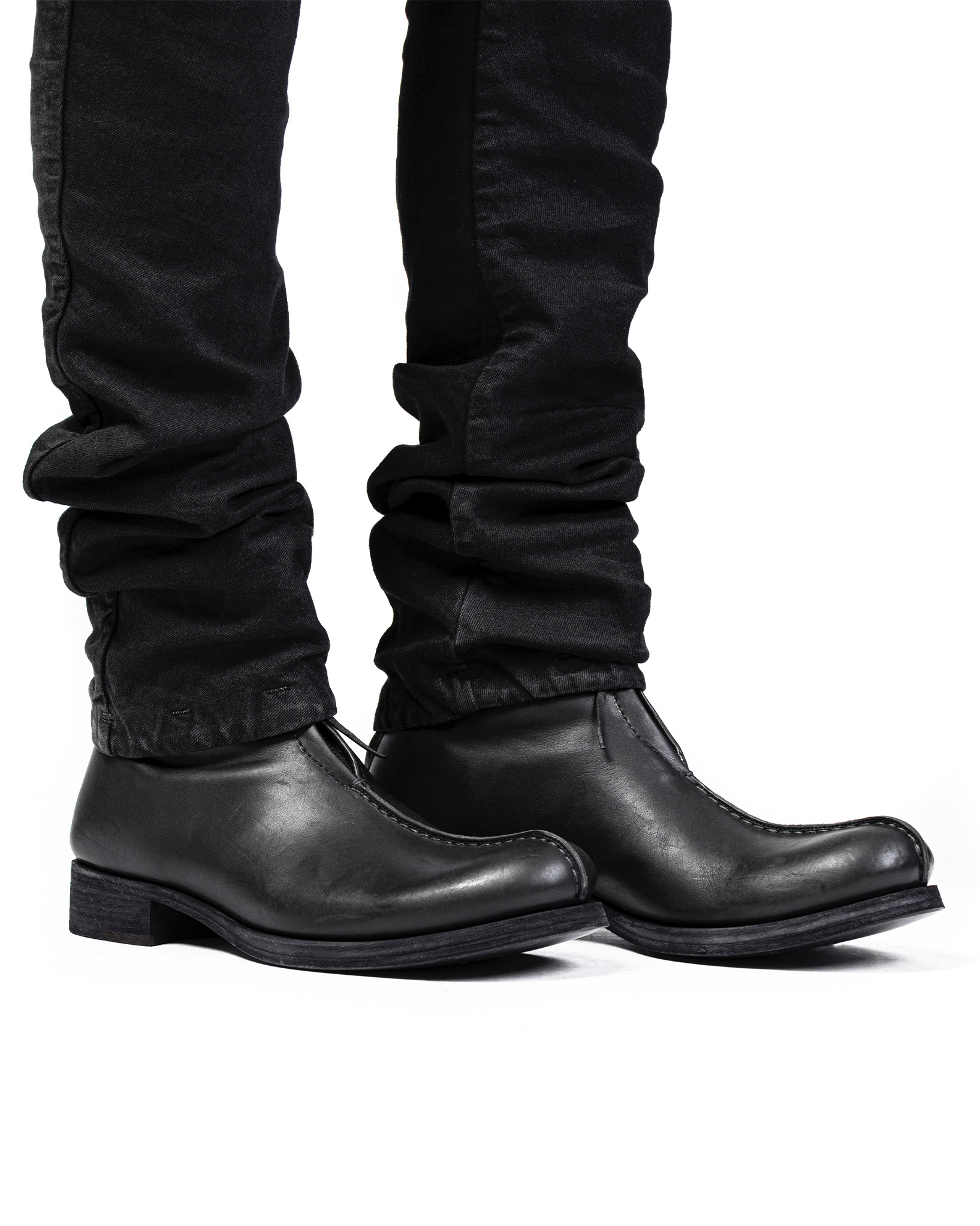 back zip leather boots
