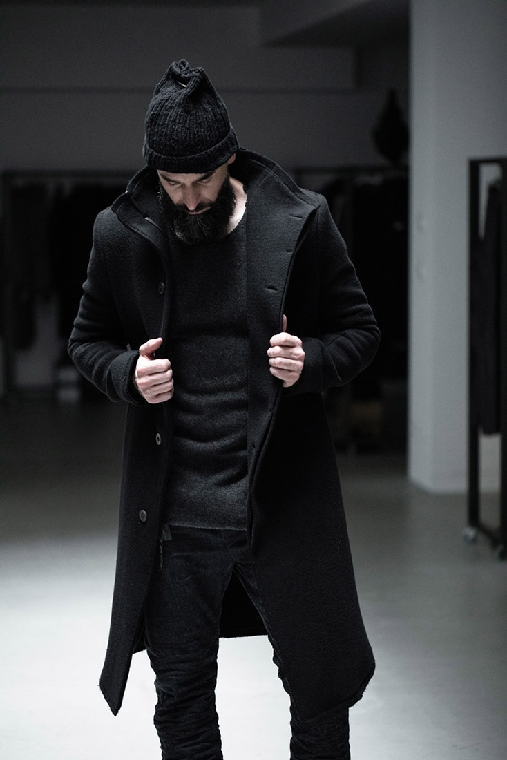 hide-m | Boris Bidjan Saberi Men COAT MID, black cashmere