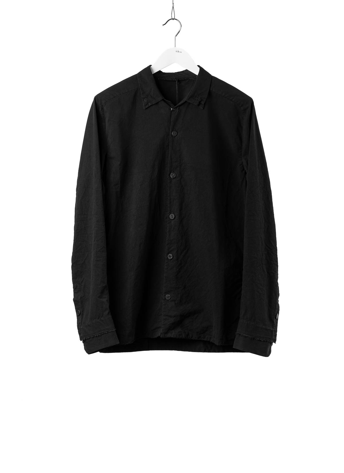 hide-m | Layer-0 Men Button Down Shirt black cotton