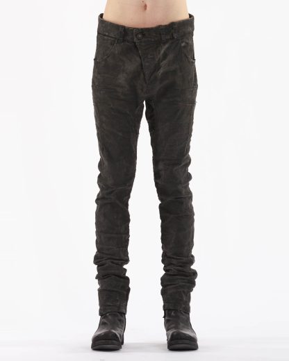 BORIS BIDJAN SABERI BBS P13HS TF F1939 Men Tight Fit Pants Fully Hand Stitched 16h Vinyl Processed Nickel Pressed 2 Tons Body Molded herren hose jeans handmade cotton ly dark grey hide m 3