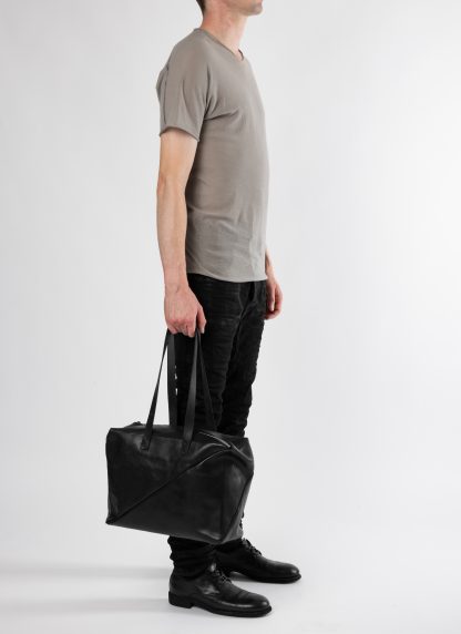 MA+ Maurizio Amadei BQ44 Double Hand Medium Diagonal Bag men women tasche horse leather black hide m 11