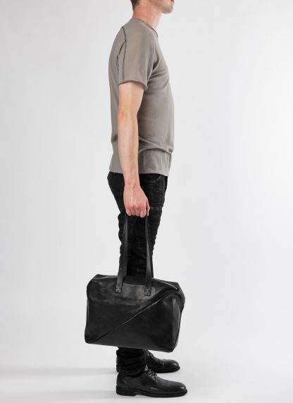 MA+ Maurizio Amadei BQ44 Double Hand Medium Diagonal Bag men women tasche horse leather black hide m 12