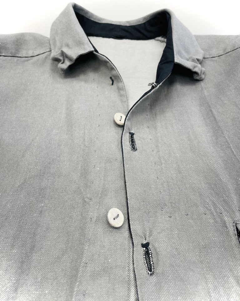 hide-m | LAYER-0 men shirt with zip pocket, light grey, cotton/linen