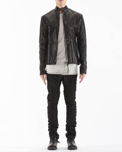 M.A Macross Maurizio Amadei Men Relaxed Biker Jacket J224Z CUF10 Herren Leder Jacke horse leather black hide m 3