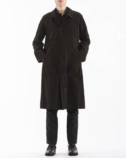 PROPOSITION CLOTHING Men Dust Coat Raincoat Herren Mantel CL 0165 overdyed vintage cotton shower proof black hide m 5