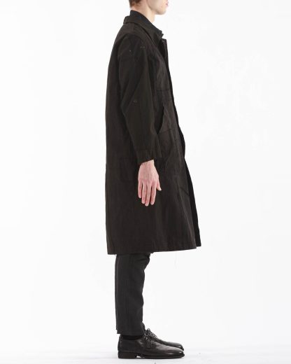 PROPOSITION CLOTHING Men Dust Coat Raincoat Herren Mantel CL 0165 overdyed vintage cotton shower proof black hide m 6