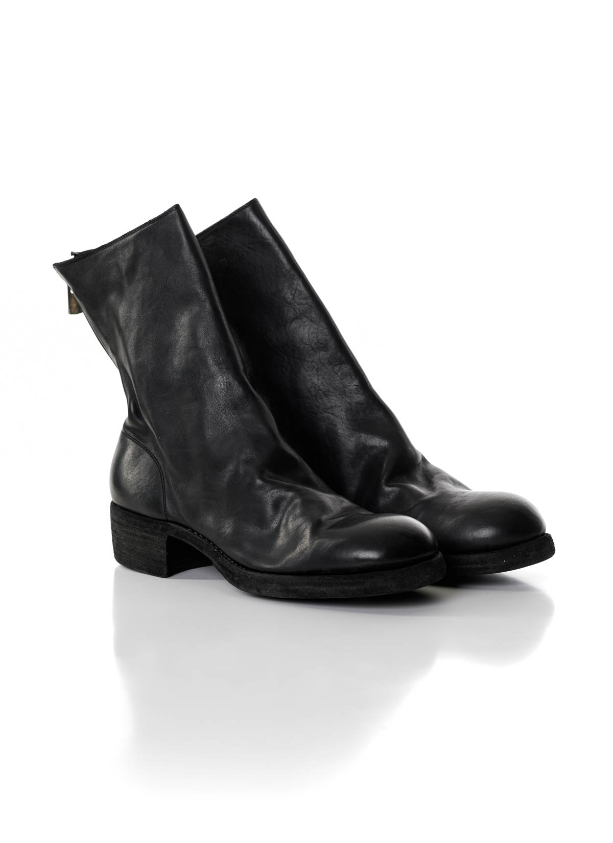 hide-m | GUIDI Men 788z Back Zip Boot, black horse leather
