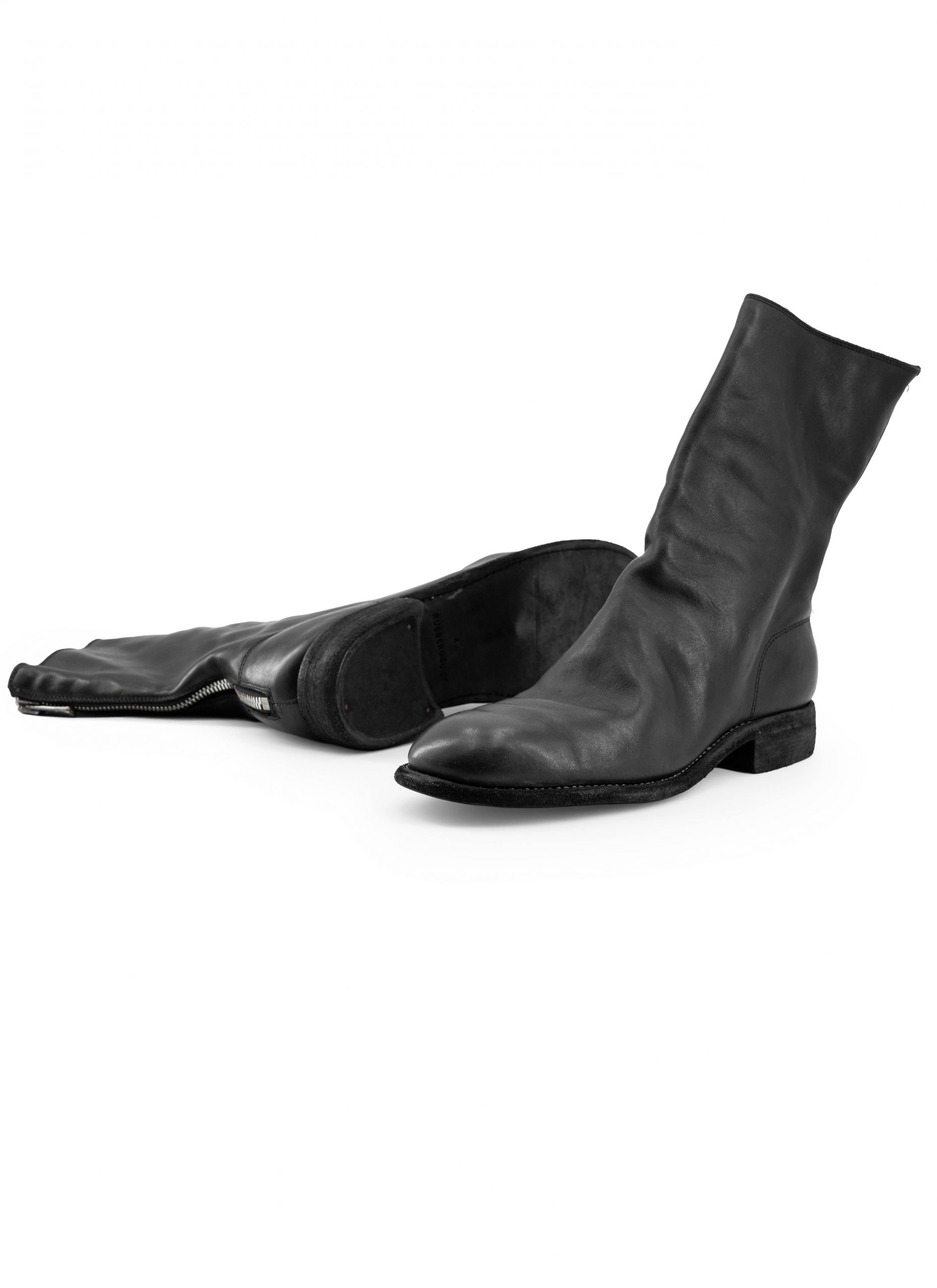 hide-m | GUIDI Men 988 Back Zip Boot, black horse leather