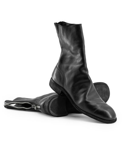hide-m | GUIDI Men 988 Back Zip Boot, black horse leather