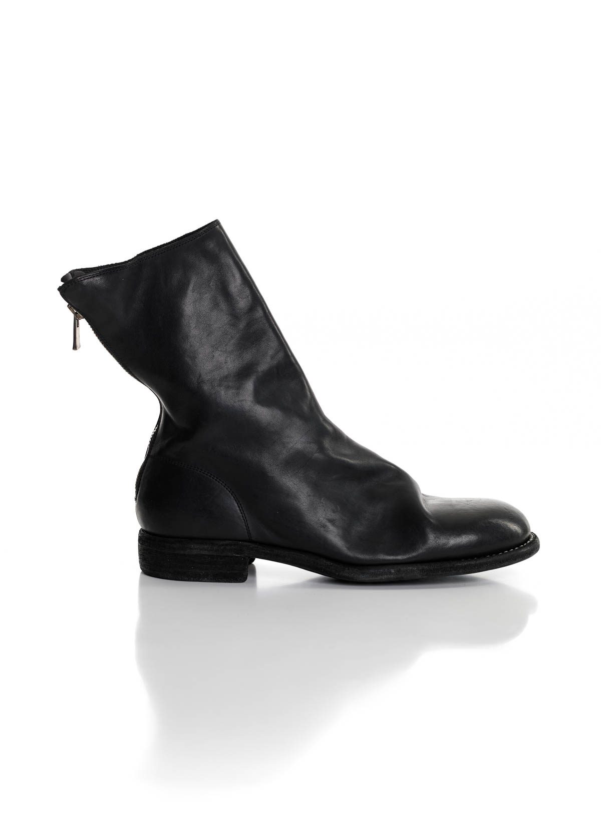 hide-m | GUIDI Men 988 Back Zip Boot, black horse leather