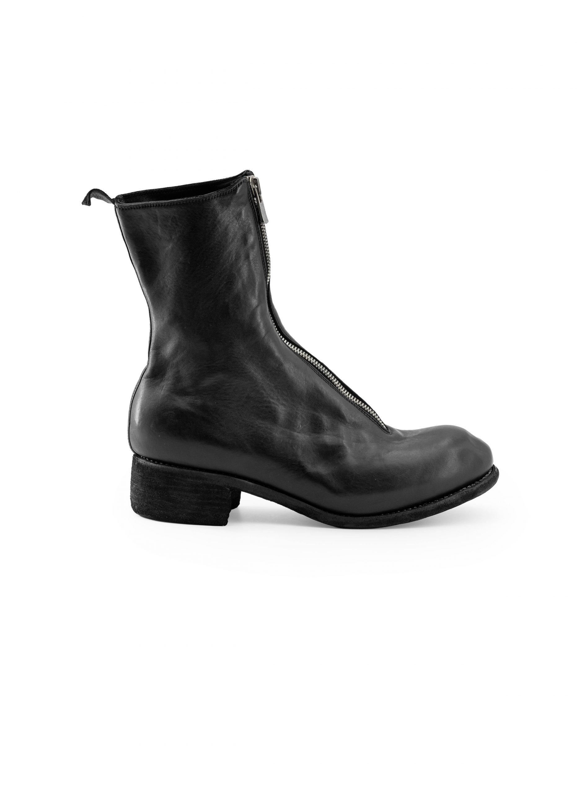 hide-m | GUIDI PL2 Mid Front Zip Boot, black horse leather