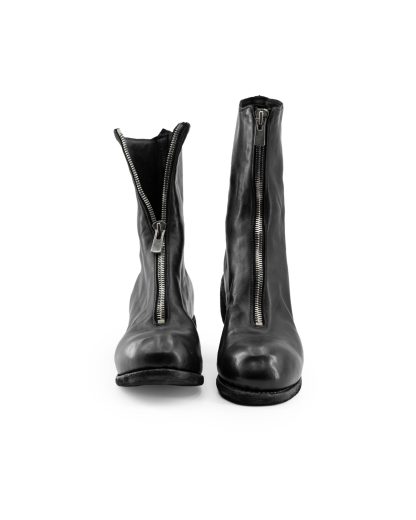 hide-m | GUIDI PL2 Mid Front Zip Boot, black horse leather