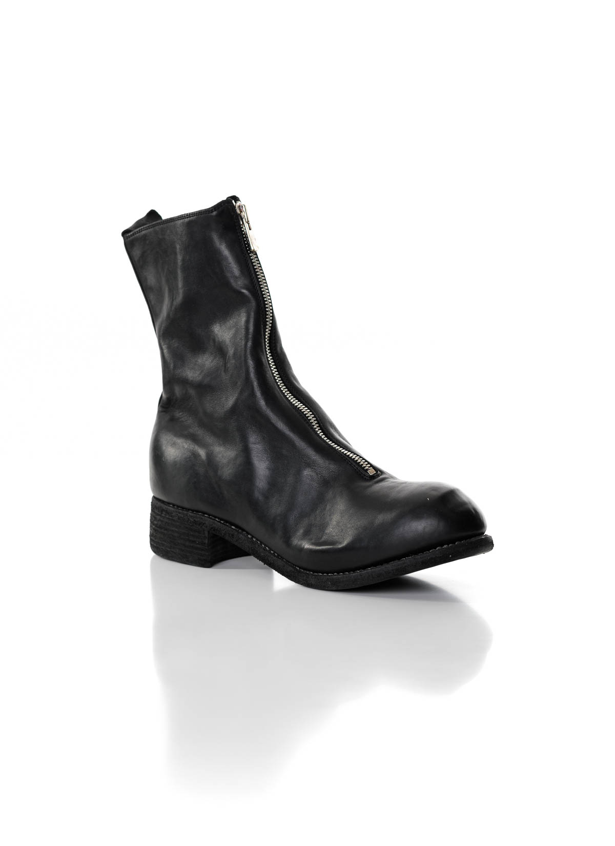 hide-m | GUIDI Men PL2 Front Zip Boot, black horse leather