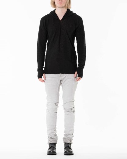 LABEL UNDER CONSTRUCTION LUC 30YXSW153 WS35 RG 38 9 Men Arched Long Hoodie Sweater Herren Pulli Pullover Sweatshirt cashmere silk black hide m 3