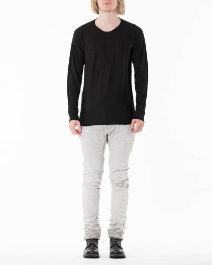 LABEL UNDER CONSTRUCTION LUC Men 38YXSW152 WS23 RG 389 Arched Sweater Lightweight Herren Pulli Sweatshirt Pullover cashmere silk black hide m 3