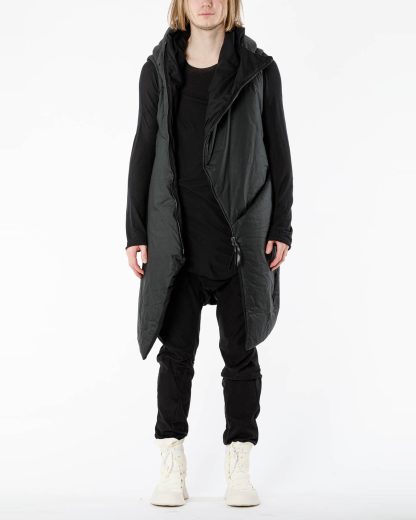 LEON EMANUEL BLANCK LEB Men Curved Hooded Down Vest DIS M CHV 01 Herren Jacke Mantel Weste Daunenjacke waxed cotton black hide m 3