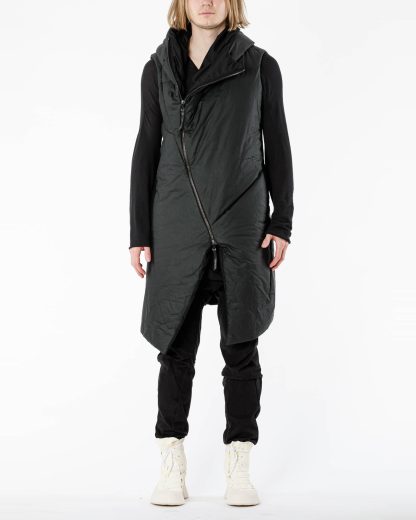 LEON EMANUEL BLANCK LEB Men Curved Hooded Down Vest DIS M CHV 01 Herren Jacke Mantel Weste Daunenjacke waxed cotton black hide m 4