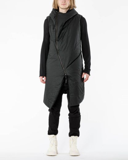 LEON EMANUEL BLANCK LEB Men Curved Hooded Down Vest DIS M CHV 01 Herren Jacke Mantel Weste Daunenjacke waxed cotton black hide m 5