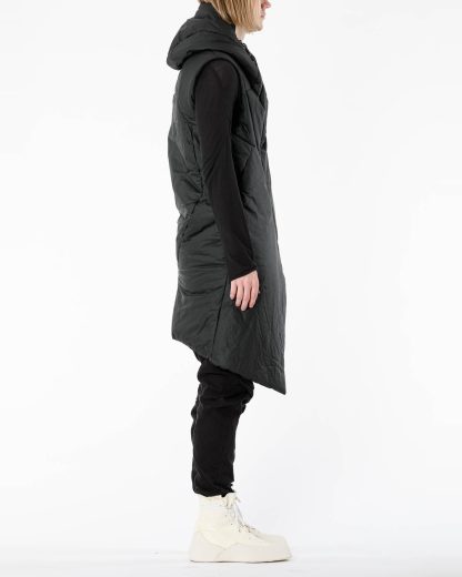 LEON EMANUEL BLANCK LEB Men Curved Hooded Down Vest DIS M CHV 01 Herren Jacke Mantel Weste Daunenjacke waxed cotton black hide m 7