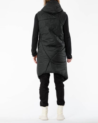 LEON EMANUEL BLANCK LEB Men Curved Hooded Down Vest DIS M CHV 01 Herren Jacke Mantel Weste Daunenjacke waxed cotton black hide m 8