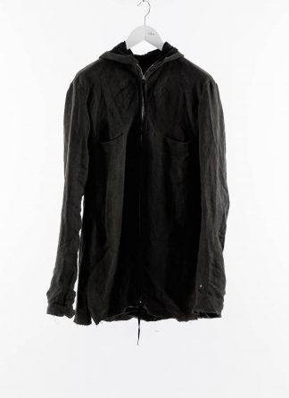 M.A Macross Maurizio Amadei Men Long Hooded Zipped Jacket J222DZHL LWX Herren Jacke linen waxed coal dark grey hide m 2