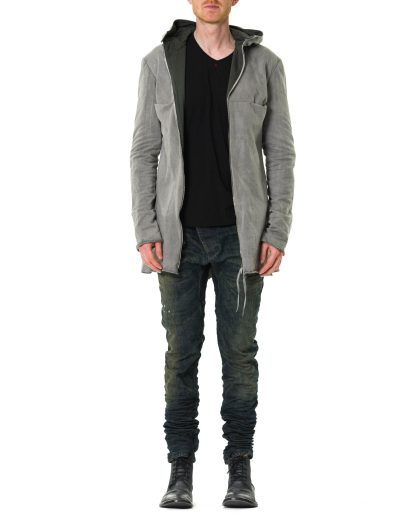 MA Macross Maurizio Amadei Men Long Hooded Zipped Jacket J222DZHL JME Herren Jacke cotton ea carbon light grey hide m 3