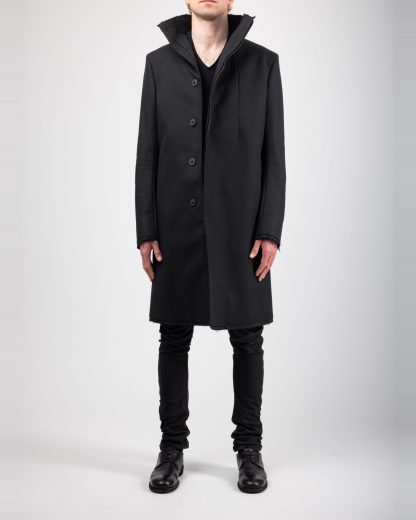 BORIS BIDJAN SABERI BBS COAT1 MID FIF10008 men coat jacket herren jacke mantel cotton black hide m 1