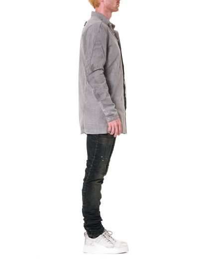 BORIS BIDJAN SABERI BBS SHIRT1 F1501M Men Shirt Herren Hemd cotton linen elastan carbon grey hide m 4
