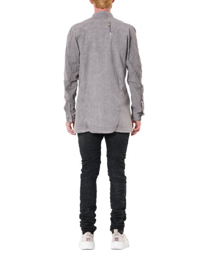 BORIS BIDJAN SABERI BBS SHIRT1 F1501M Men Shirt Herren Hemd cotton linen elastan carbon grey hide m 5