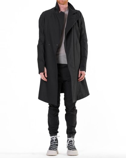 LEON EMANUEL BLANCK LEB DIS M OC 01 Men Distortion Officer Coat Herren Mantel cotton ea vinyl twill black hide m 3