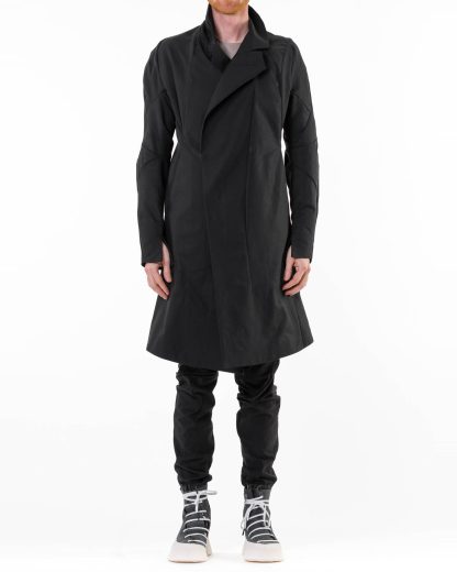 LEON EMANUEL BLANCK LEB DIS M OC 01 Men Distortion Officer Coat Herren Mantel cotton ea vinyl twill black hide m 4