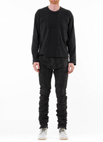 PROPOSITION CLOTHING CL 0173 Men Long Sleeve Top Shirt Tshirt Herren overdyed patched organic bamboo cotton jersey black hide m 3