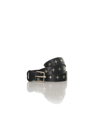 MA MACross Maurizio Amadei cross studded Q buckle wide belt EQ2E GR3.0 Leder Gurtel men women cow leather 925 sterling silver black hide m 1