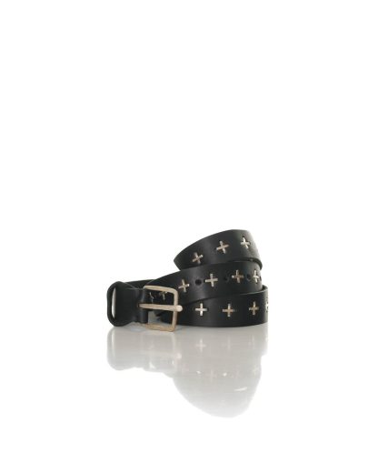 MA MACross Maurizio Amadei cross studded Q buckle wide belt EQ2E GR3.0 Leder Gurtel men women cow leather 925 sterling silver black hide m 1