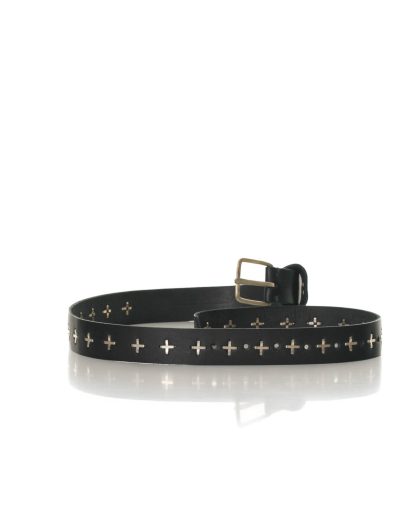 MA MACross Maurizio Amadei cross studded Q buckle wide belt EQ2E GR3.0 Leder Gurtel men women cow leather 925 sterling silver black hide m 3