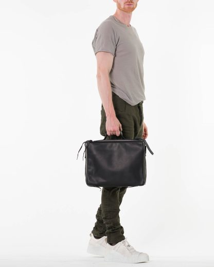 MA Maurizio Amadei 25cm Zipped Brief Case BC101 VA bag tasche vachetta cow leather black hide m 7