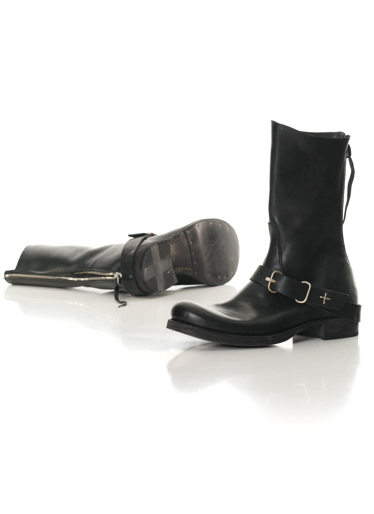 hide-m | M.A+ Maurizio Amadei Tall Buckle Back Zip Boot S1C3Z, black